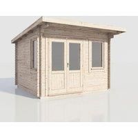 Power 12x12 Pent Log Cabin, Doors to the Left - 28mm Logs