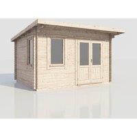 Power 14x12 Pent Log Cabin, Doors to the Right - 28mm Logs