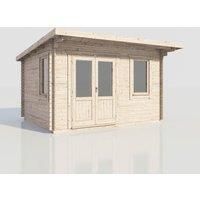 Power 14x12 Pent Log Cabin, Doors to the Left - 28mm Logs