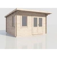 Power 14x14 Pent Log Cabin, Doors to the Right - 28mm Logs