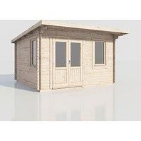 Power 14x14 Pent Log Cabin, Doors to the Left - 28mm Logs