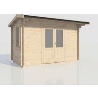 Power 14x8 Apex Log Cabin, Doors Central - 28mm Logs