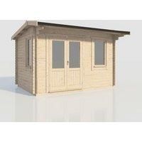 Power 14x10 Apex Log Cabin, Doors to the Left - 28mm Logs