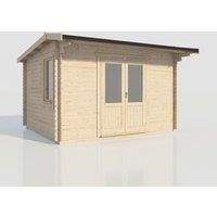 Power 14x12 Apex Log Cabin, Doors Central - 28mm Logs