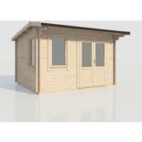 Power 14x12 Apex Log Cabin, Doors to the Right - 28mm Logs