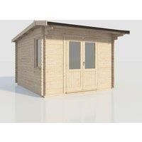 Power 12x14 Apex Log Cabin, Doors Central - 28mm Logs
