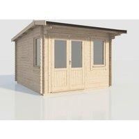 Power 12x14 Apex Log Cabin, Doors to the Left - 28mm Logs