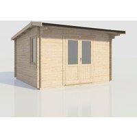 Power 14x14 Apex Log Cabin, Doors Central - 28mm Logs