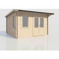 Power 14x14 Apex Log Cabin, Doors to the Right - 28mm Logs
