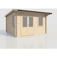 Power 14x14 Apex Log Cabin, Doors to the Left - 28mm Logs