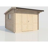 Power 12x14 Apex Workshop Log Cabin, Doors Central - 28mm Logs
