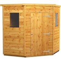 POWER High Grade Premium 5-Sided Corner Garden Shed made from 12mm Extra Thick Timber & Toughened Glass, for all Storage & Outdoor Needs (6x6)