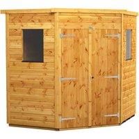 POWER High Grade Premium 5-Sided Corner Windowless Garden Shed made from 12mm Extra Thick Timber, for all Storage & Outdoor Needs (6x6)