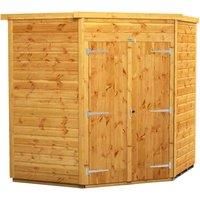 POWER High Grade Premium 5-Sided Corner Double Door Windowless Garden Shed made from 12mm Extra Thick Timber, for all Storage & Outdoor Needs (6x6)