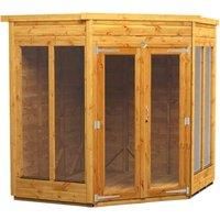 POWER High Grade Premium 5-Sided Corner Summerhouse with PVC Window sills made from 12mm Extra Thick Timber & Toughened Glass, for all Storage & Outdoor Needs (6x6)