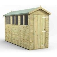 Power High Grade Premium Pressure Treated Apex Shed Garden Wooden Shed with Heavy Duty Frame, Door & Window Flexibility made from Extra Thick Timber & Toughened Glass (12x4)