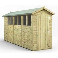 Power High Grade Premium Pressure Treated Apex Shed Garden Wooden Shed with Heavy Duty Frame, Door & Window Flexibility made from Extra Thick Timber & Toughened Glass (14x4)