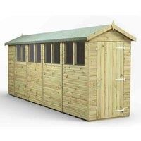 Power High Grade Premium Pressure Treated Apex Shed Garden Wooden Shed with Heavy Duty Frame, Door & Window Flexibility made from Extra Thick Timber & Toughened Glass (18x4)
