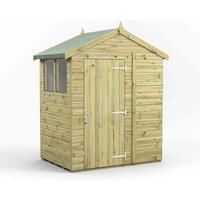 Power High Grade Premium Pressure Treated Apex Shed Garden Wooden Shed with Heavy Duty Frame, Door & Window Flexibility made from Extra Thick Timber & Toughened Glass (4x6)