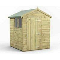 Power High Grade Premium Pressure Treated Apex Shed Garden Wooden Shed with Heavy Duty Frame, Door & Window Flexibility made from Extra Thick Timber & Toughened Glass (6x6)