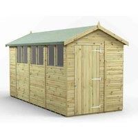 Power High Grade Premium Pressure Treated Apex Shed Garden Wooden Shed with Heavy Duty Frame, Door & Window Flexibility made from Extra Thick Timber & Toughened Glass (14x6)