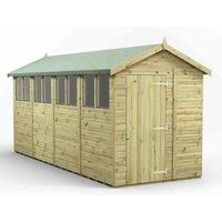 Power High Grade Premium Pressure Treated Apex Shed Garden Wooden Shed with Heavy Duty Frame, Door & Window Flexibility made from Extra Thick Timber & Toughened Glass (16x6)