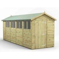Power High Grade Premium Pressure Treated Apex Shed Garden Wooden Shed with Heavy Duty Frame, Door & Window Flexibility made from Extra Thick Timber & Toughened Glass (18x6)