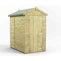 Power High Grade Premium Pressure Treated Apex Windowless Shed Garden Wooden Shed with Heavy Duty Frame, Galvanised Ironmongery, Tongue & Groove Throughout made from Extra Thick Timber (6x4)