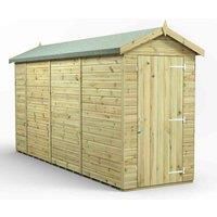 Power High Grade Premium Pressure Treated Apex Windowless Shed Garden Wooden Shed with Heavy Duty Frame, Galvanised Ironmongery, Tongue & Groove Throughout made from Extra Thick Timber (14x4)