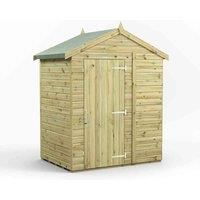 Power High Grade Premium Pressure Treated Apex Windowless Shed Garden Wooden Shed with Heavy Duty Frame, Galvanised Ironmongery, Tongue & Groove Throughout made from Extra Thick Timber (4x6)