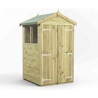 Power High Grade Premium Pressure Treated Apex Double Door Shed Garden Wooden Shed with Heavy Duty Frame, Door & Window Flexibility made from Extra Thick Timber & Toughened Glass (4x4)