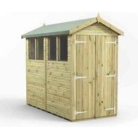 Power High Grade Premium Pressure Treated Apex Double Door Shed Garden Wooden Shed with Heavy Duty Frame, Door & Window Flexibility made from Extra Thick Timber & Toughened Glass (8x4)