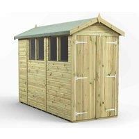 Power High Grade Premium Pressure Treated Apex Double Door Shed Garden Wooden Shed with Heavy Duty Frame, Door & Window Flexibility made from Extra Thick Timber & Toughened Glass (10x4)