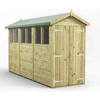 Power High Grade Premium Pressure Treated Apex Double Door Shed Garden Wooden Shed with Heavy Duty Frame, Door & Window Flexibility made from Extra Thick Timber & Toughened Glass (12x4)