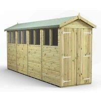 Power High Grade Premium Pressure Treated Apex Double Door Shed Garden Wooden Shed with Heavy Duty Frame, Door & Window Flexibility made from Extra Thick Timber & Toughened Glass (16x4)