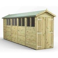 Power High Grade Premium Pressure Treated Apex Double Door Shed Garden Wooden Shed with Heavy Duty Frame, Door & Window Flexibility made from Extra Thick Timber & Toughened Glass (18x4)