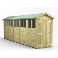 Power High Grade Premium Pressure Treated Apex Double Door Shed Garden Wooden Shed with Heavy Duty Frame, Door & Window Flexibility made from Extra Thick Timber & Toughened Glass (20x4)