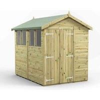 Power High Grade Premium Pressure Treated Apex Double Door Shed Garden Wooden Shed with Heavy Duty Frame, Door & Window Flexibility made from Extra Thick Timber & Toughened Glass (8x6)