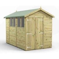Power High Grade Premium Pressure Treated Apex Double Door Shed Garden Wooden Shed with Heavy Duty Frame, Door & Window Flexibility made from Extra Thick Timber & Toughened Glass (10x6)