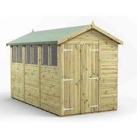 Power High Grade Premium Pressure Treated Apex Double Door Shed Garden Wooden Shed with Heavy Duty Frame, Door & Window Flexibility made from Extra Thick Timber & Toughened Glass (12x6)