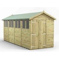 Power High Grade Premium Pressure Treated Apex Double Door Shed Garden Wooden Shed with Heavy Duty Frame, Door & Window Flexibility made from Extra Thick Timber & Toughened Glass (16x6)