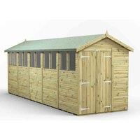 Power High Grade Premium Pressure Treated Apex Double Door Shed Garden Wooden Shed with Heavy Duty Frame, Door & Window Flexibility made from Extra Thick Timber & Toughened Glass (20x6)