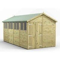 16x8 Power Premium Apex Double Door Garden Shed