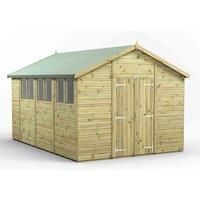 14x10 Power Premium Apex Double Door Garden Shed