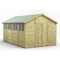 16x10 Power Premium Apex Double Door Garden Shed