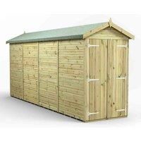 16x4 Power Premium Apex Windowless Double Door Garden Shed