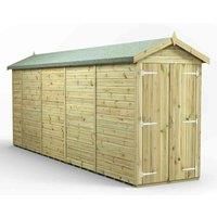 18x4 Power Premium Apex Windowless Double Door Garden Shed