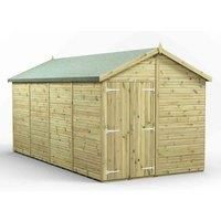 Power 16x8 Premium Apex Windowless Double Door Garden Shed