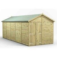Power 20x8 Premium Apex Windowless Double Door Garden Shed
