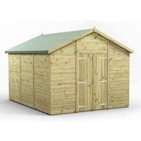 12x10 Power Premium Apex Windowless Double Door Garden Shed